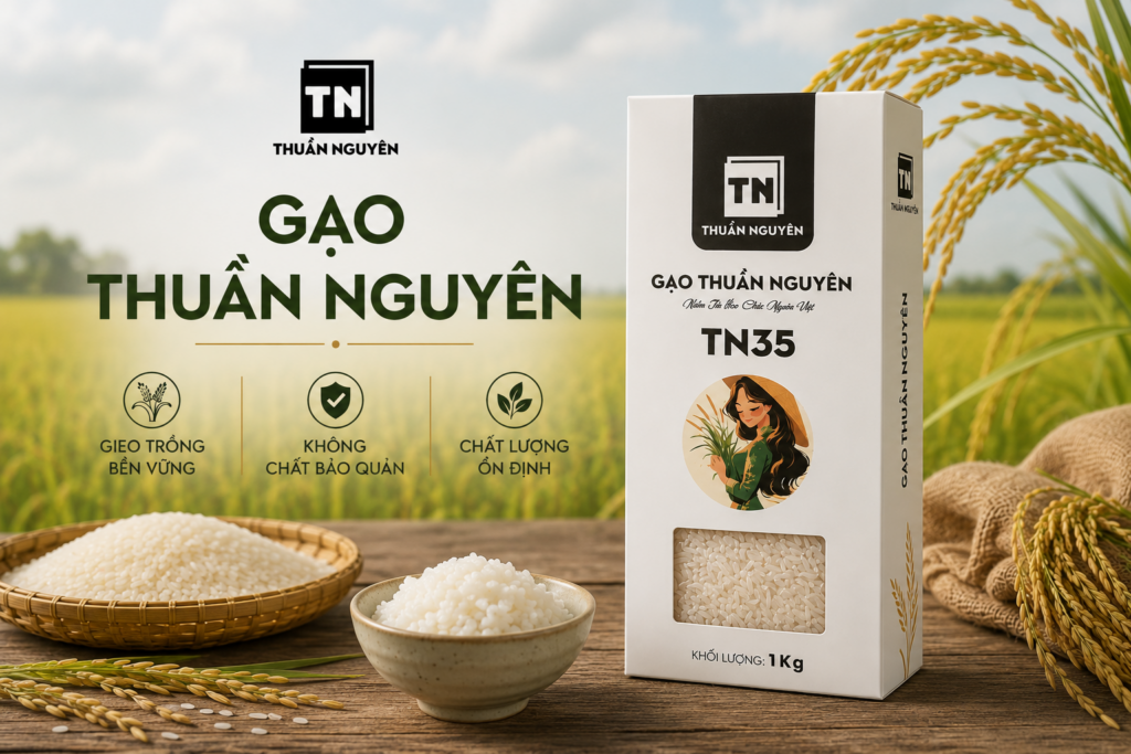 Gạo TN35 1Kg Thuần Nguyên hạt dài thơm dẻo cao cấp