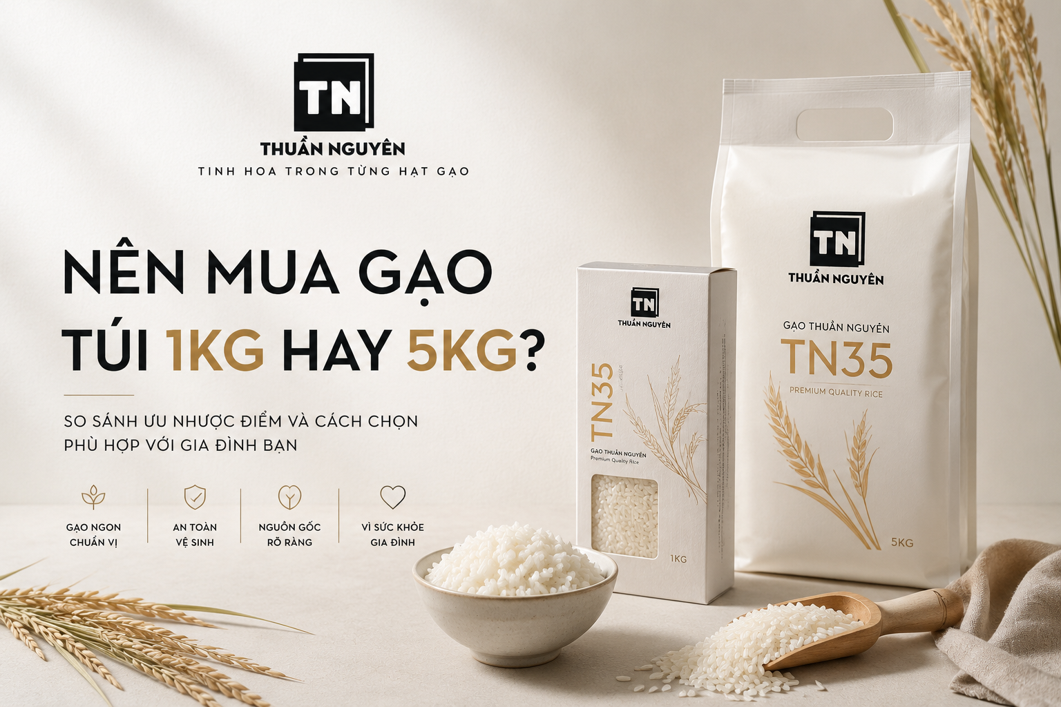 Nên mua gạo túi 1kg hay 5kg? Lựa chọn nào tiết kiệm và phù hợp với gia đình bạn?